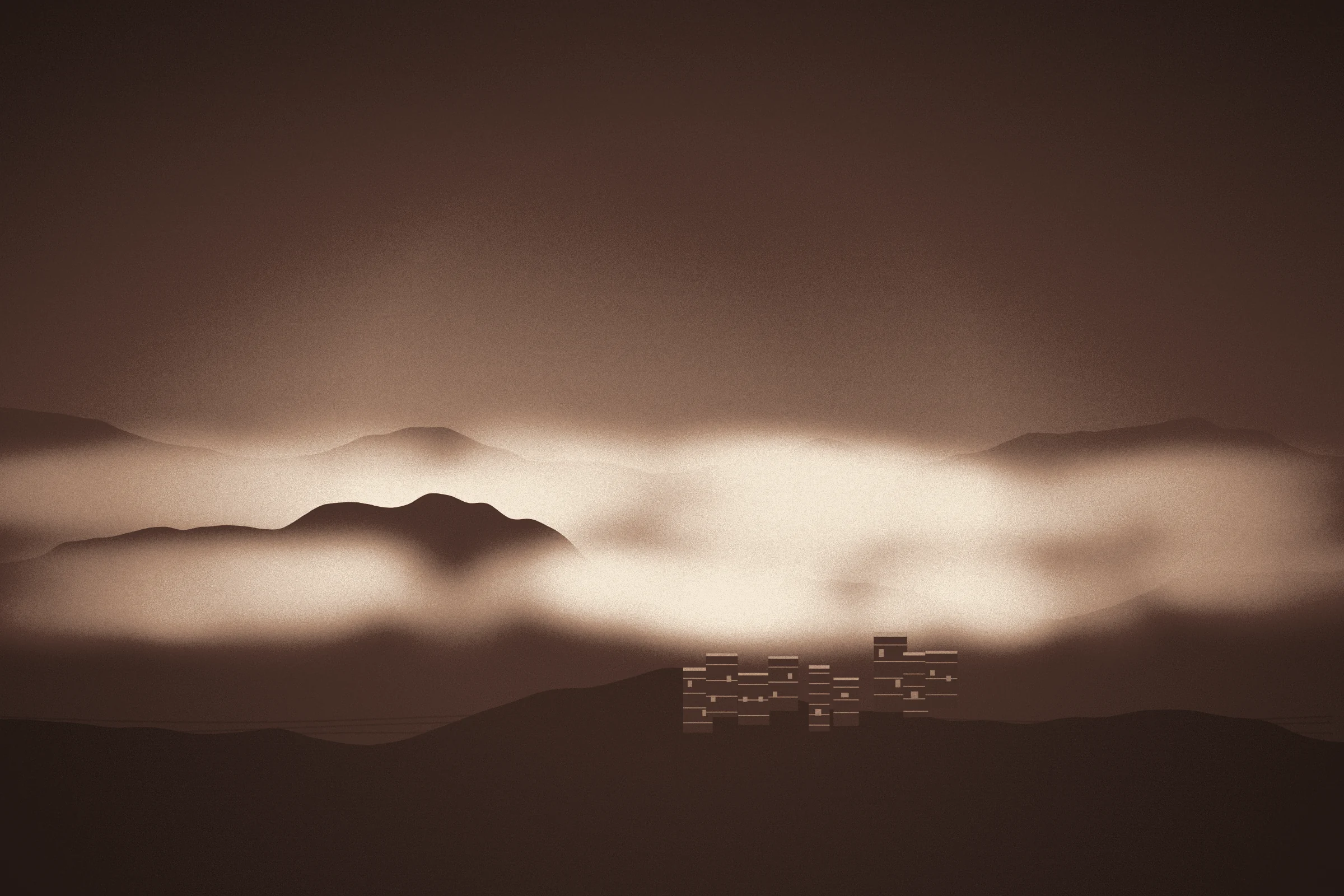 Cloud-covered mountains